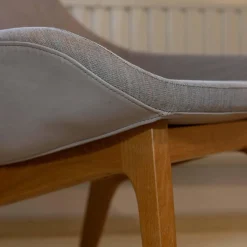 Sessel Morph Lounge Eiche Geölt Bezug Leder Jepard 1377 Schlammgrau Stoff Canvas 244