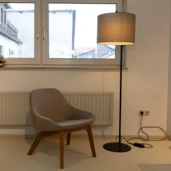 Sessel Morph Lounge Eiche Geölt Bezug Leder Jepard 1377 Schlammgrau Stoff Canvas 244