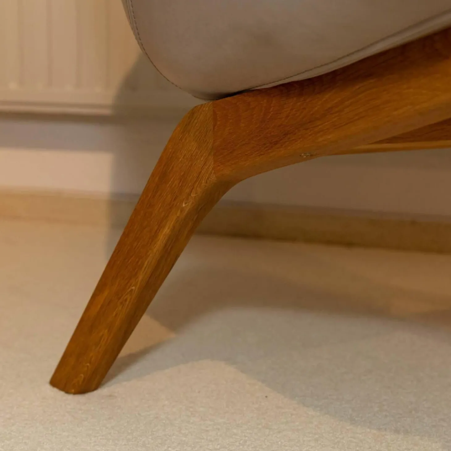 Sessel Morph Lounge Eiche Geölt Bezug Leder Jepard 1377 Schlammgrau Stoff Canvas 244