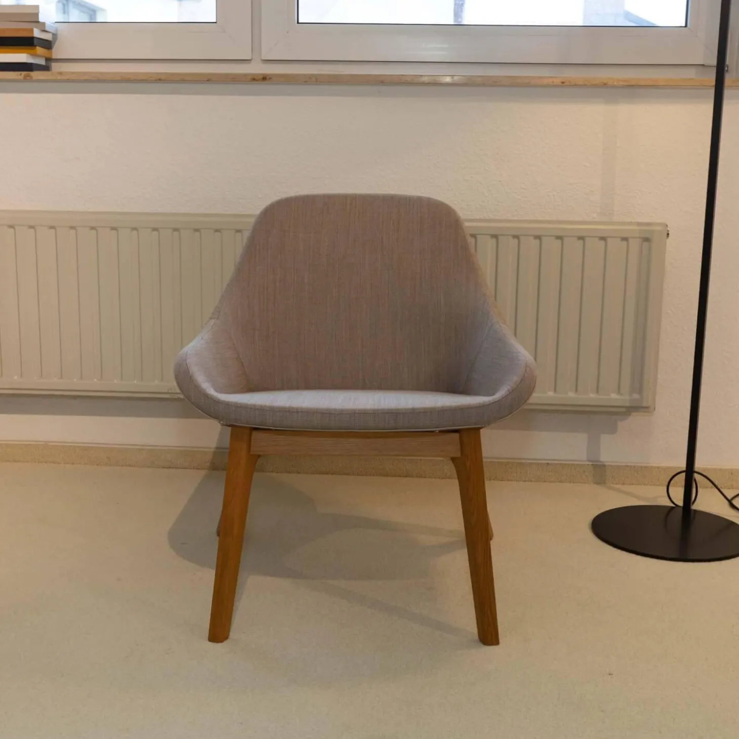 Sessel Morph Lounge Eiche Geölt Bezug Leder Jepard 1377 Schlammgrau Stoff Canvas 244