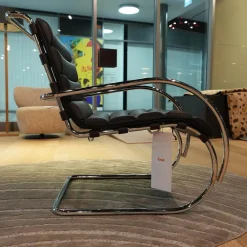 Sessel MR Bauhaus Leder X Bellagio Dark Brown Braun Gestell Chrom Poliert