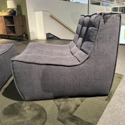 Sessel N701 Bezug Stoff Moss Eco Graphite Grau Rahmen Hoz Inklusive Hocker