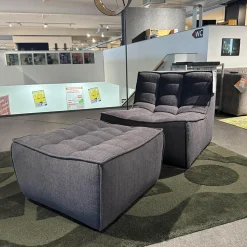 Sessel N701 Bezug Stoff Moss Eco Graphite Grau Rahmen Hoz Inklusive Hocker