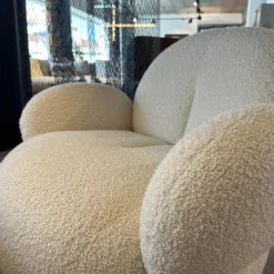 Sessel Nana Love Seat Stoff Nimbus 006 Bebris Beige Füße Kunststoff Inklusive Hocker