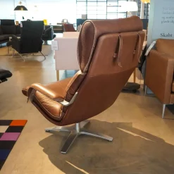 Sessel Nasa Leder Rustical Braun Gestell Edelstahl