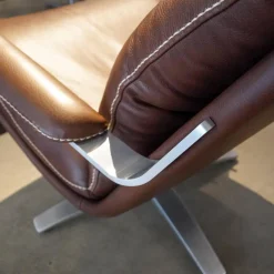 Sessel Nasa Leder Rustical Braun Gestell Edelstahl