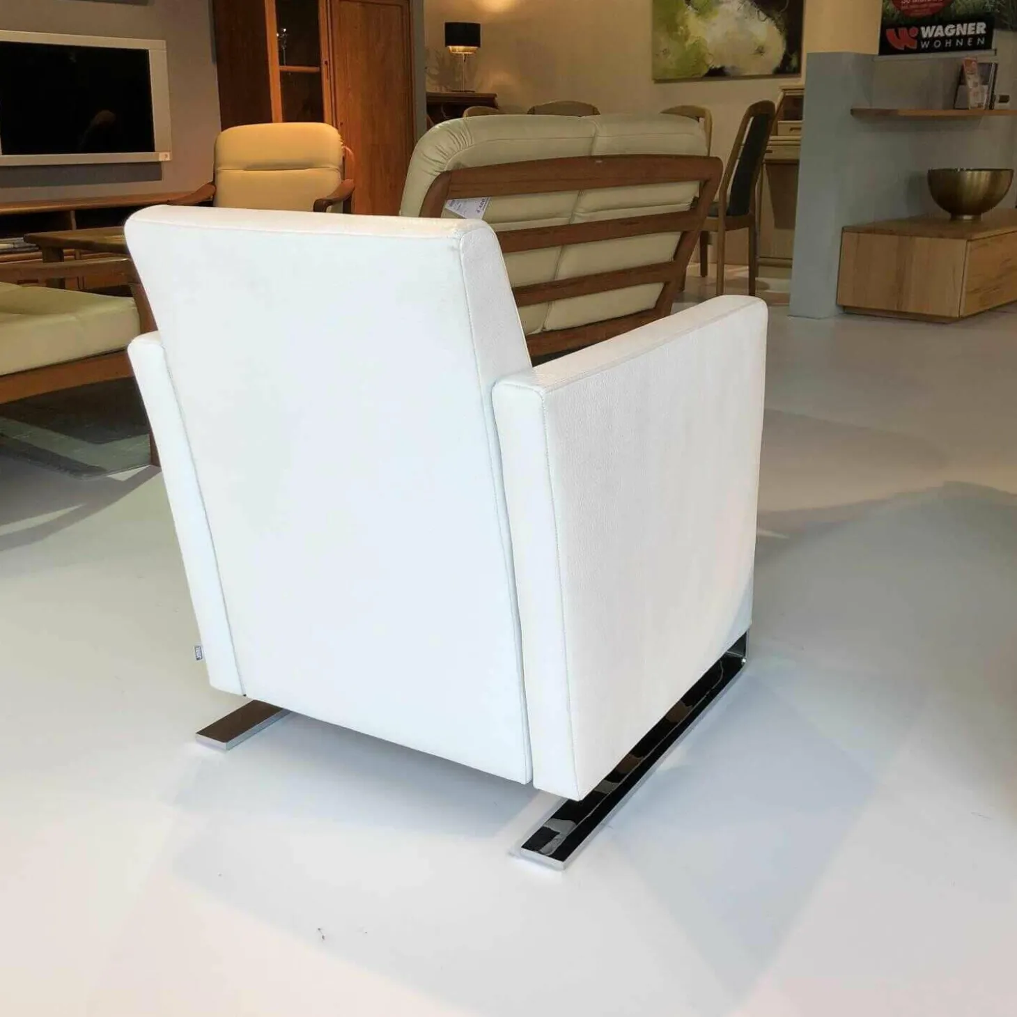 Sessel Navy JT-4080 - AC63BA Leder Fuerte Weiß