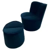 Sessel Nenou Stoff 8170 Ozean Dunkelblau Inklusive Hocker