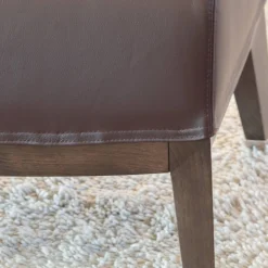 Sessel Normal Leder 2212 Dunkelbraun Gestell Buche Matt Gebeizt Inklusive Hocker Und Kopfkissen