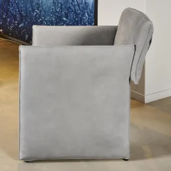 Sessel Noto Nubukleder 682 Elefantgrau Weiche Rollen