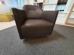 Sessel Onda Leder 36.629 Dunkel Graubraun Füße Aluminium Matt