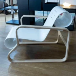 Sessel Paimio Sitz Birke Formschichtholz Weiß Lackiert Armlehnen Birke Natur Lackiert