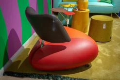 Sessel Pallone Leder Senso Grenadine Ferrari Und Chocolat Orange Rot Dunkelbraun Gestell Chrom