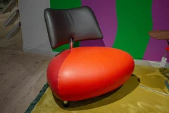 Sessel Pallone Leder Senso Grenadine Ferrari Und Chocolat Orange Rot Dunkelbraun Gestell Chrom