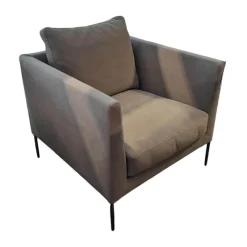 Sessel Pilotis Nubukleder Grigio 684 Grau Füße Metall Chrom Filzgleiter Schwarz