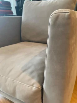 Sessel Pilotis Nubukleder Grigio 684 Grau Füße Metall Chrom Filzgleiter Schwarz