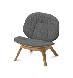 Sessel Poi Stoff Hector Pepper Grau Holzgestell Eiche Natur