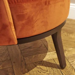 Sessel Polo Cocktail Stoff Amica A-161 Orange Untergestell Eiche Antik Mit Drehfunktion Und Rückholmechanik