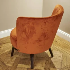 Sessel Polo Cocktail Stoff Amica A-161 Orange Untergestell Eiche Antik Mit Drehfunktion Und Rückholmechanik