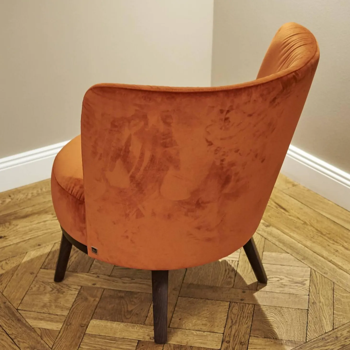 Sessel Polo Cocktail Stoff Amica A-161 Orange Untergestell Eiche Antik Mit Drehfunktion Und Rückholmechanik