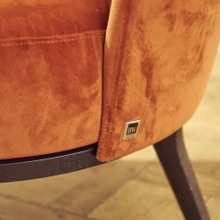 Sessel Polo Cocktail Stoff Amica A-161 Orange Untergestell Eiche Antik Mit Drehfunktion Und Rückholmechanik