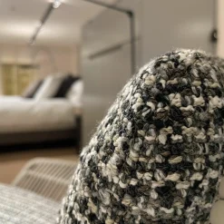 Sessel Prince Cord Stoff H Freedom 01 Cenere Grau Ledergeflecht Tortora Dove Grey Beige Gestell Aluminium Zinn Lackiert Mit Hocker