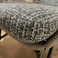 Sessel Prince Cord Stoff H Freedom 01 Cenere Grau Ledergeflecht Tortora Dove Grey Beige Gestell Aluminium Zinn Lackiert Mit Hocker