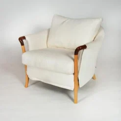 Sessel Progetti Stoff Lavello Weiß Gestell Buche Natur