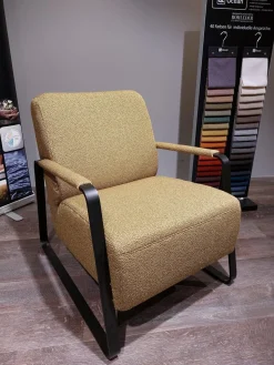 Sessel Quadroo 17350 Stoff O1034 Khaki Braun Gelb Grün Gestell FC8 M99 Schwarz Pulverbeschichtet