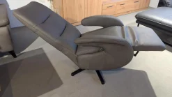 Sessel Rasta Leder LL Evita Smoke Grau Sternfuß Schwarz Matt