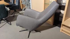 Sessel Ravi Leder W10 Grau Fuß Schwarz Funktion Mechanisch