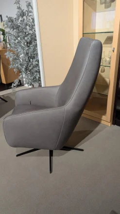 Sessel Ravi Leder W10 Grau Fuß Schwarz Funktion Mechanisch