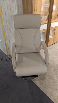 Sessel RE500 18 Leder 43 Perl 210 Beige Creme Grau Tellerfuß Verchromt 2 Motorisch Mit Akku