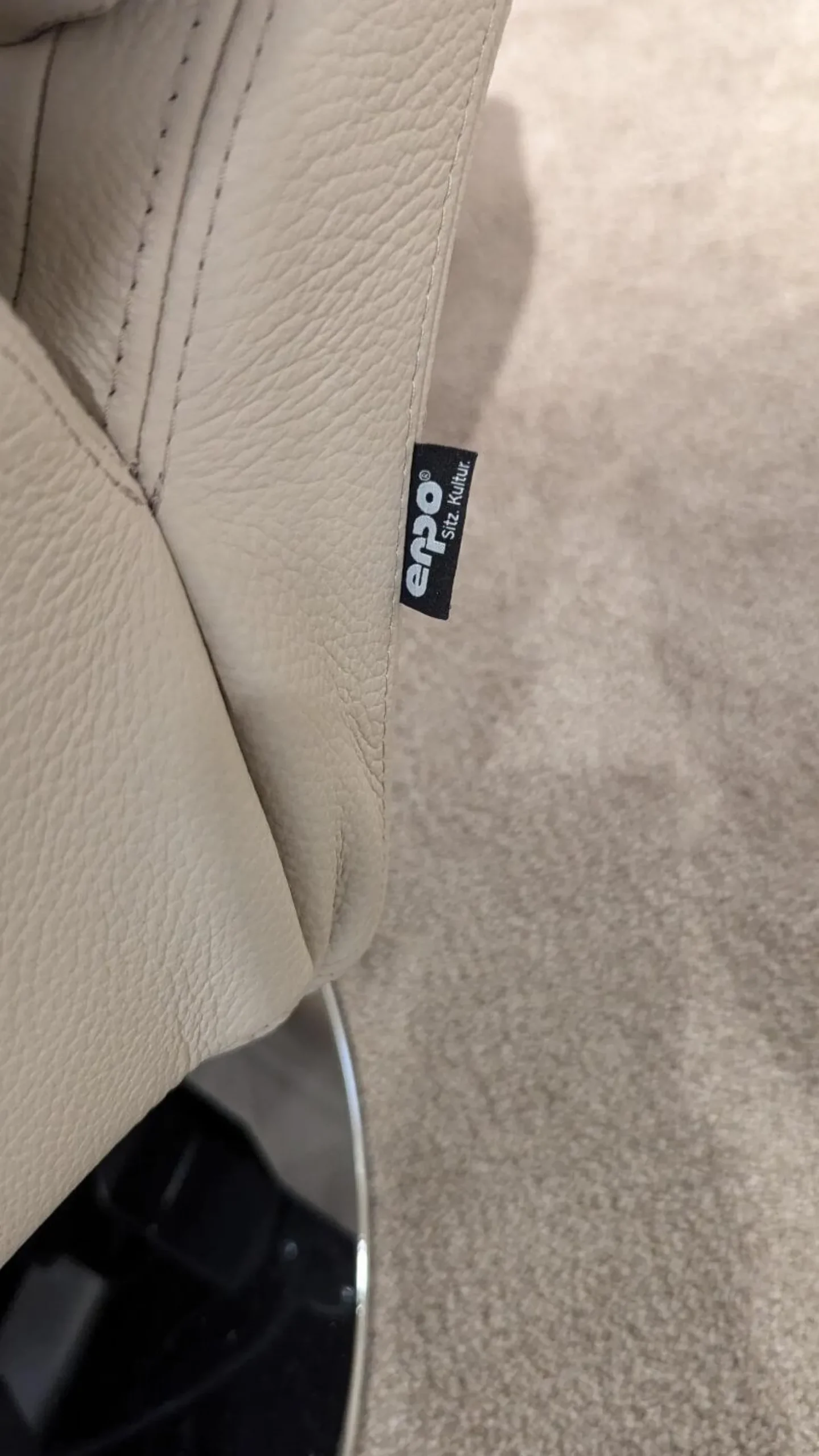 Sessel RE500 18 Leder 43 Perl 210 Beige Creme Grau Tellerfuß Verchromt 2 Motorisch Mit Akku