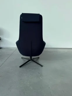 Sessel Repos Stoff Credo 08 Dunkelblau Schwarz Gestell Metall Basic Dark Pulverbeschichtet Inklusive Hocker