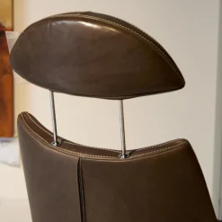 Sessel Rocky Leder Gascogne Braun Gestell Metall Chrom