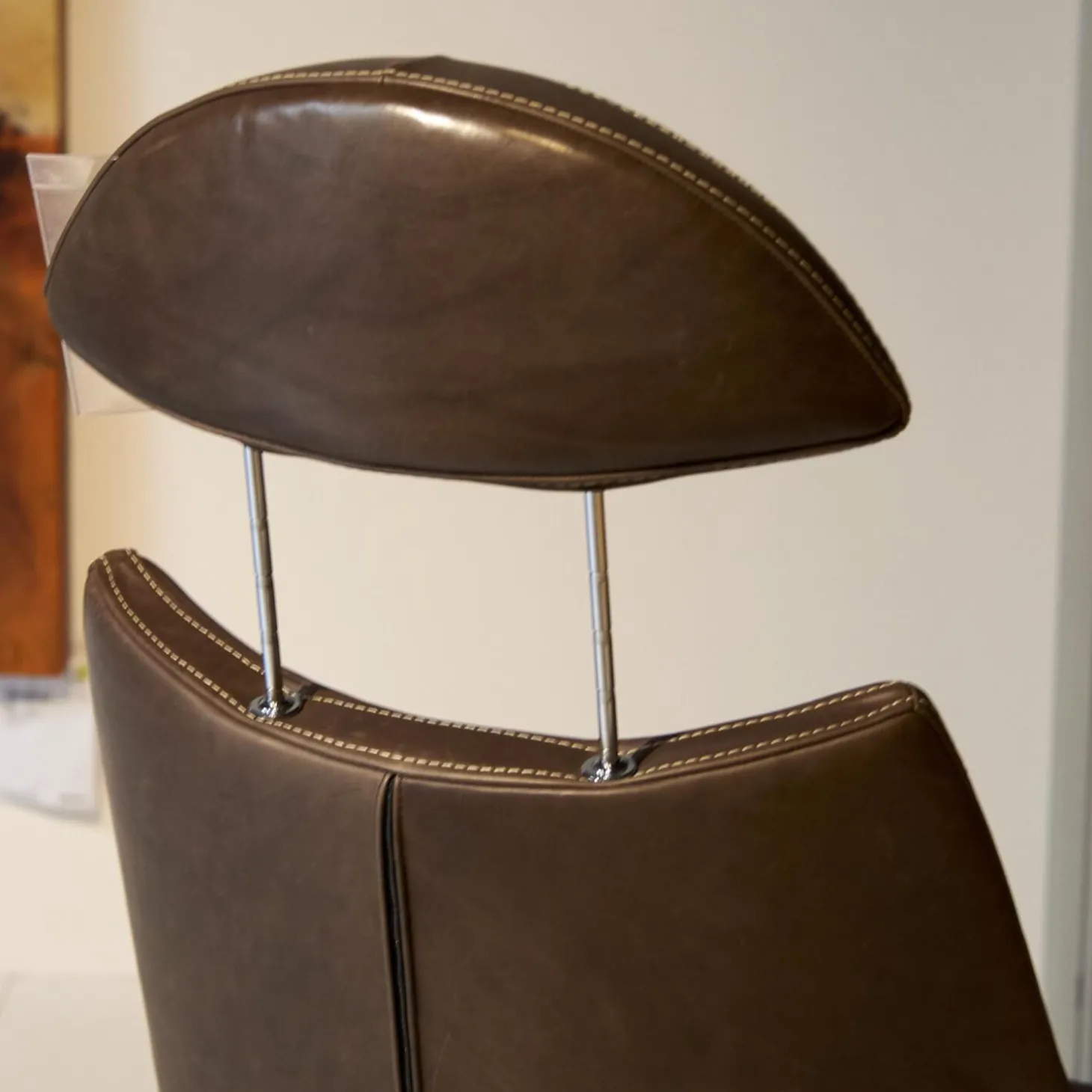 Sessel Rocky Leder Gascogne Braun Gestell Metall Chrom