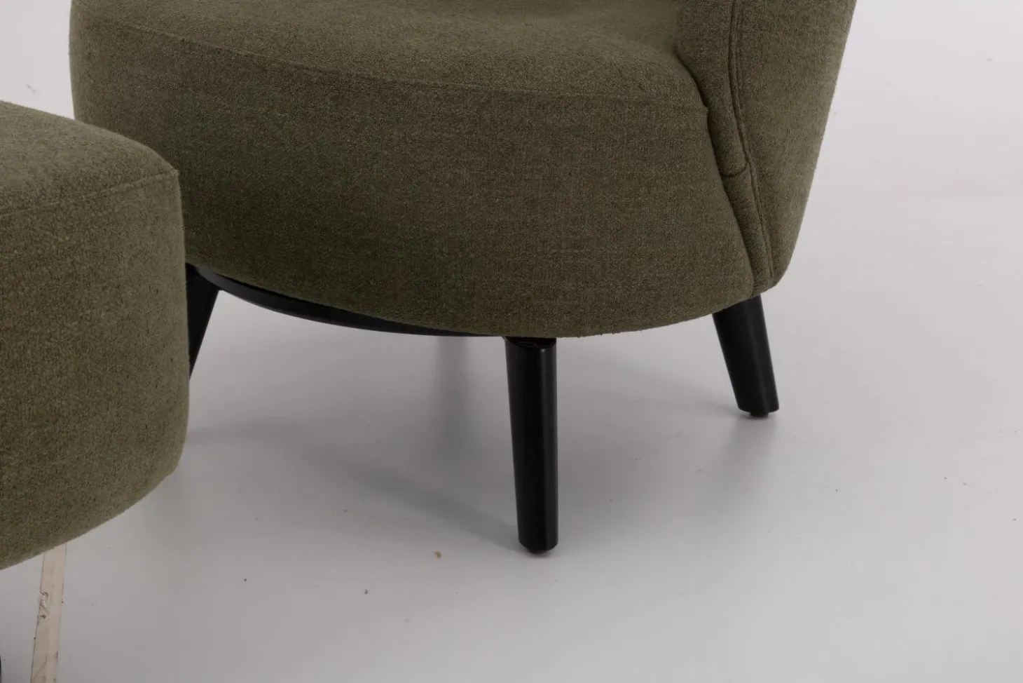 Sessel Salon Stoff U3334J Grün Füße Holz Schwarz Inklusive Hocker Mit Drehteller Schwarz