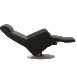 Sessel Scott Leder Paloma 94 Chestnut Braun Gestell Natürliches Eichenholz mit Sitzheizung