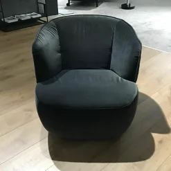 Sessel SE 384-16 Stoff 18.223 Schwarzgrau mit Rollen