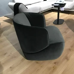 Sessel SE 384-16 Stoff 18.223 Schwarzgrau mit Rollen