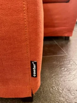 Sessel Sergio Stoff Chenille Terracotta Rot Inklusive Hocker