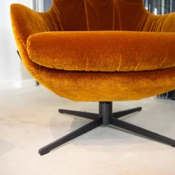 Sessel Shar Pei Stoff F Genua Kupfer Orange Braun Metallfuß Schwarz Inklusive Hocker