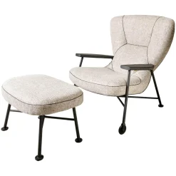 Sessel Shinzo Mit Hocker Leder Savannah 7883 Platin Rücken Kernleder Saddel Black