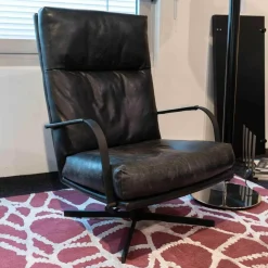 Sessel Si Gin Leder Rancho Schwarz Drehkreuz Samtlack Schwarz Mit Hocker