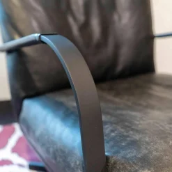 Sessel Si Gin Leder Rancho Schwarz Drehkreuz Samtlack Schwarz Mit Hocker