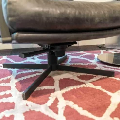 Sessel Si Gin Leder Rancho Schwarz Drehkreuz Samtlack Schwarz Mit Hocker