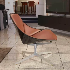 Sessel Space JI 11 Schwarz Hochglanz Softleder Cognacfarbig Kat. 6