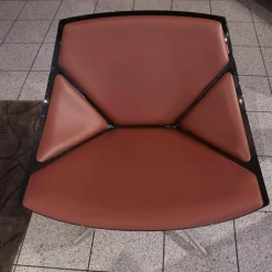 Sessel Space JI 11 Schwarz Hochglanz Softleder Cognacfarbig Kat. 6