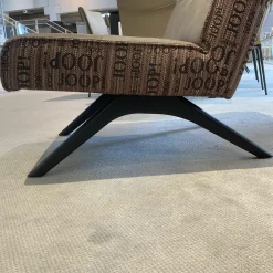 Sessel Square Leder Eleganza Fango Beige Stoff Statement Rose Gestell Buche Schwarz Lackiert